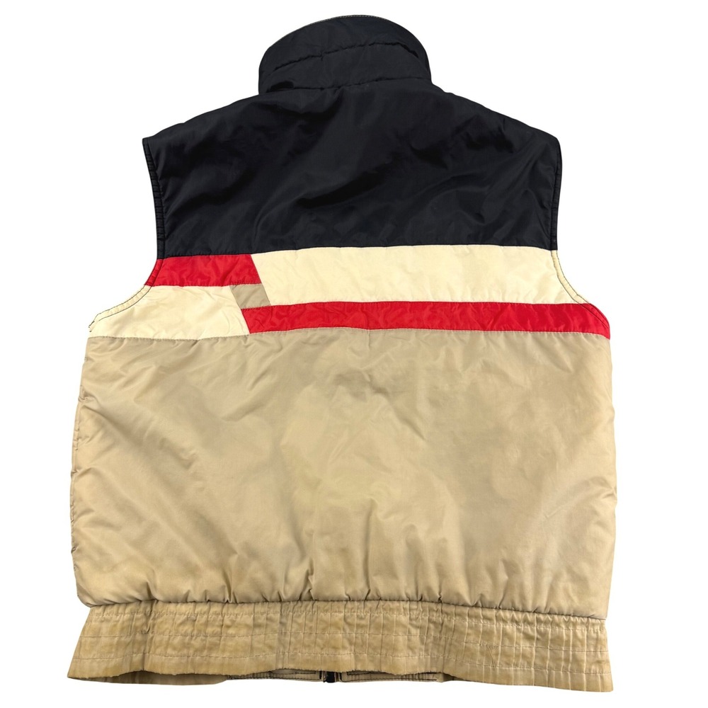 Vintage Shipton Sportswear Puffer Vest Mens Large Colorblock Black Tan Red Zip - Picture 3 of 16